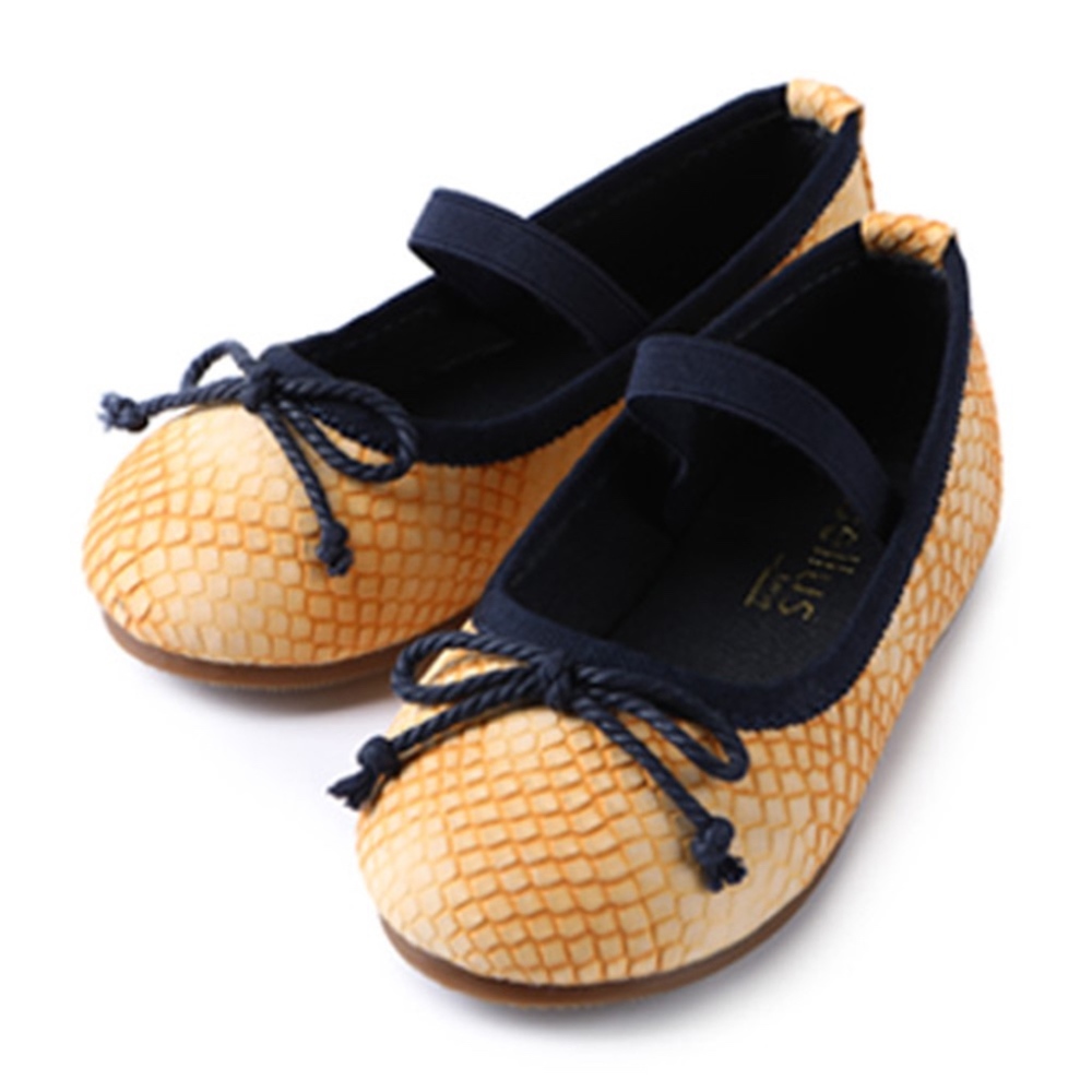 Girls Ribbon Mary Jane Ballerina Flat Yellow Shoes